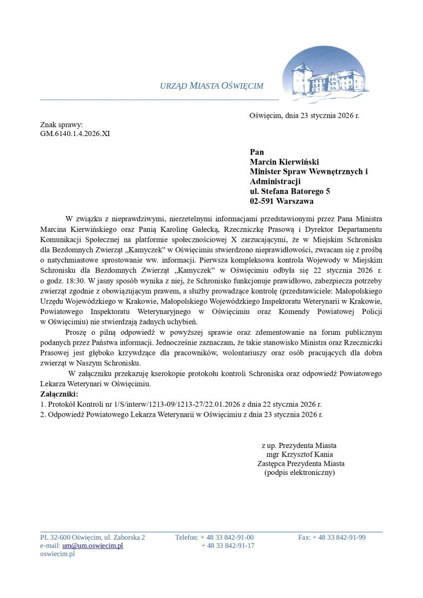 Oświęcim reaguje na nieprawdziwe doniesienia o schronisku dla bezdomnych zwierząt
