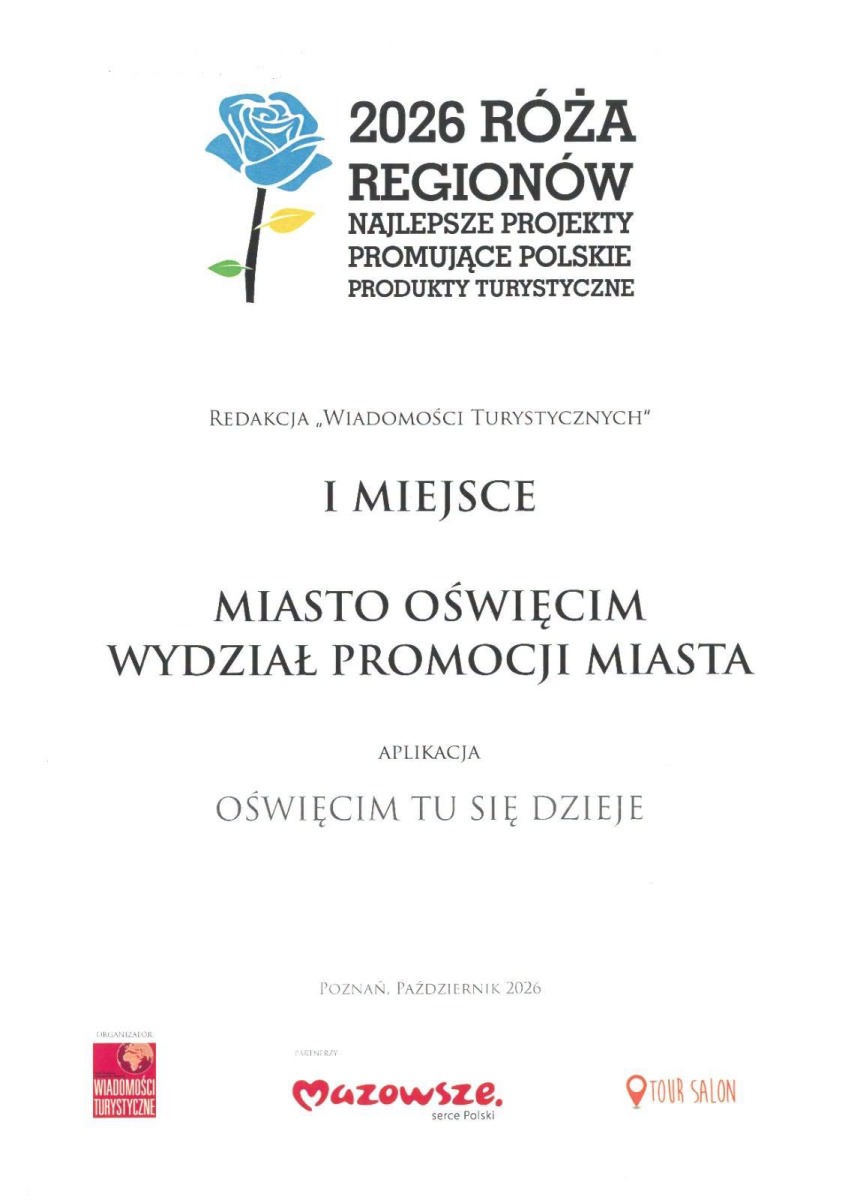 Oświęcim – tu się dzieje z I miejscem w konkursie Róża Regionów 2026