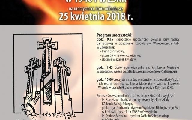 Oświęcim. 78. rocznica zbrodni na polskich jeńcach wojennych w 1940 roku w ZSRR