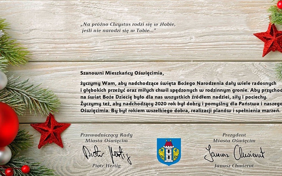 Oświęcim. Życzenia świąteczne