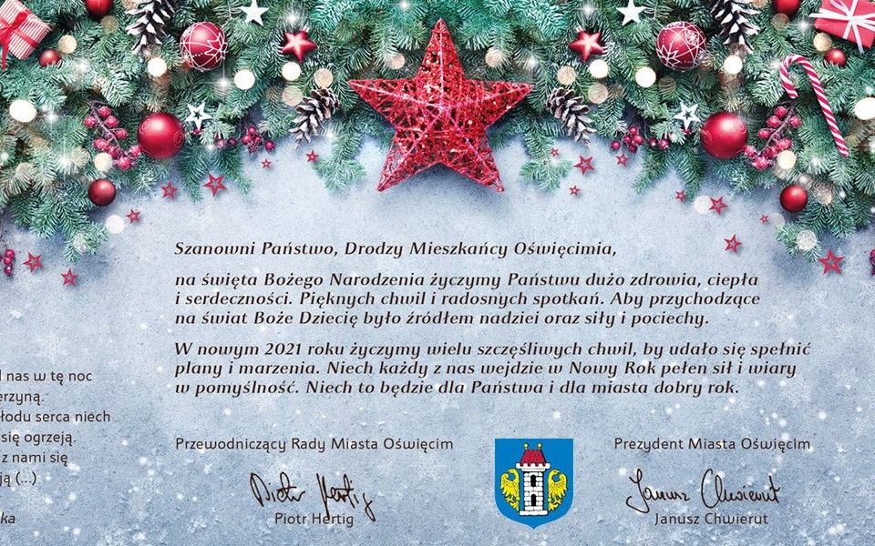 Oświęcim. Życzenia świąteczne dla mieszkańców