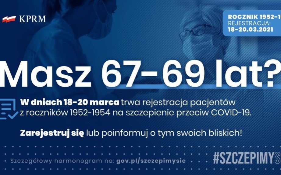 Oświęcim. Dzisiaj ruszyła rejestracja na szczepienie przeciwko COVID-19 osób w przedziale wiekowym 67-69 lat