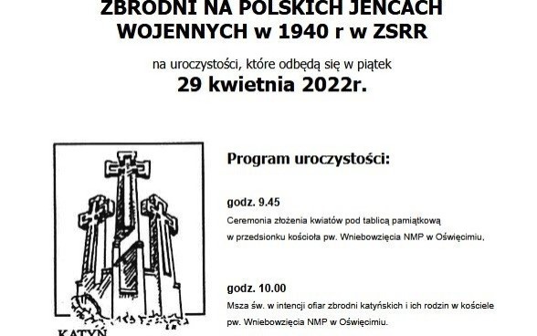 Oświęcim. Uroczystości 82. rocznicy zbrodni katyńskiej
