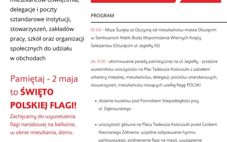 Oświęcim. Uroczystości 233. rocznicy uchwalenia Konstytucji 3 maja