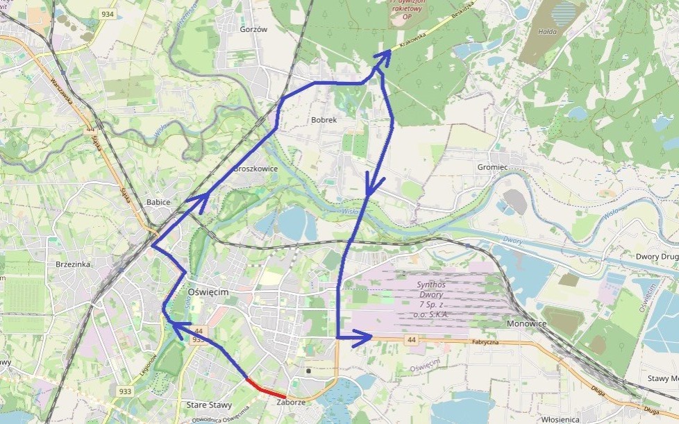 Oświęcim. Zmiana organizacji ruchu na drodze krajowej 44. Na ul. Zatorskiej zamknięty pas ruchu w kierunku Krakowa