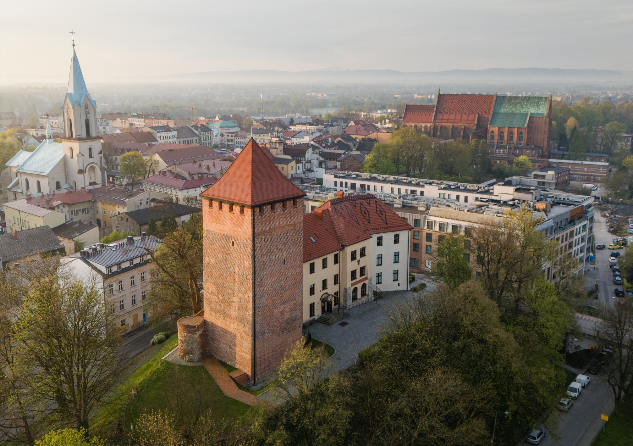 Plakat z widokiem Oświęcimia