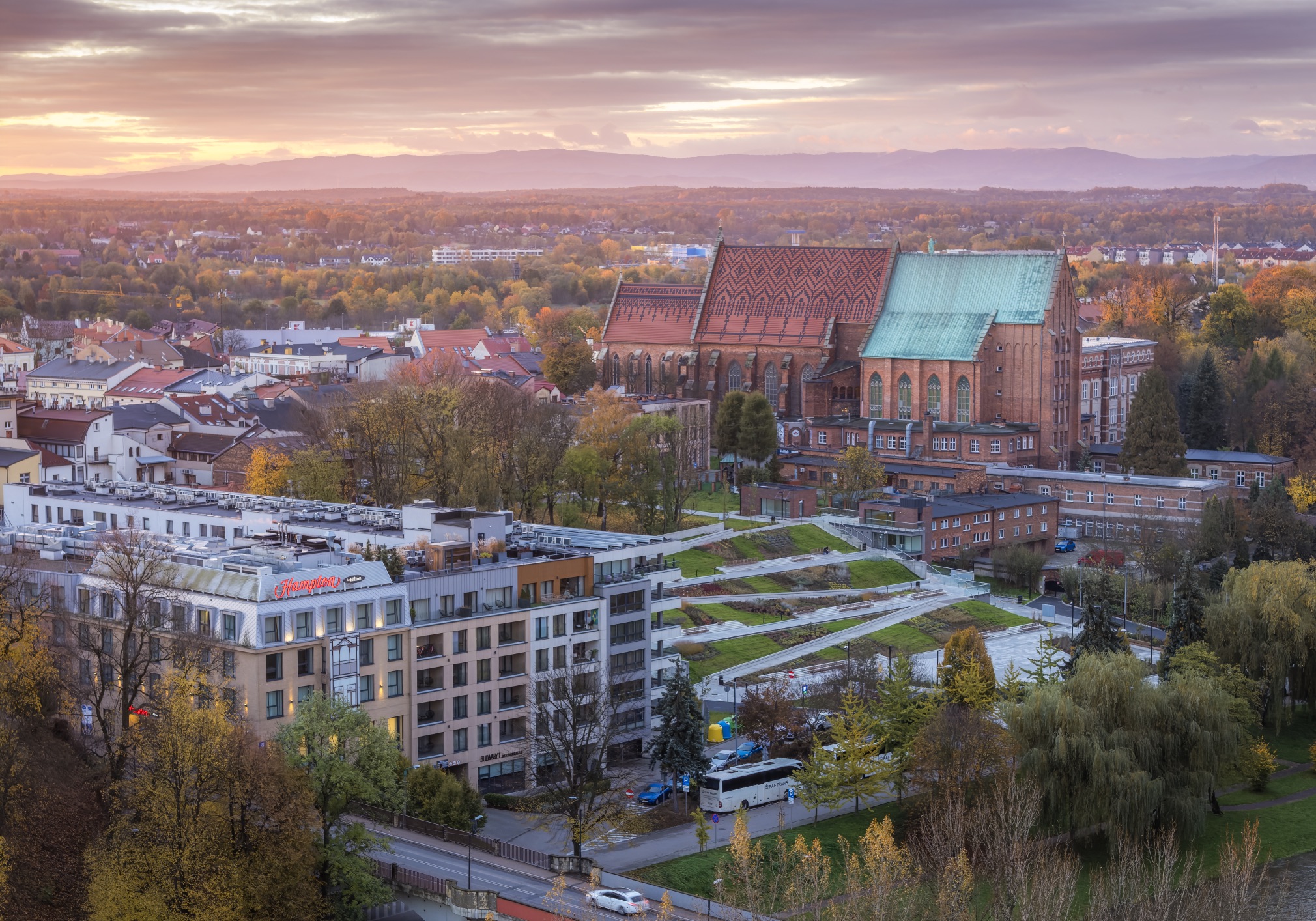 Plakat z widokiem Oświęcimia